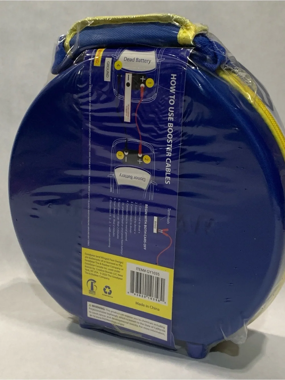 8-Gauge Booster Cables in Blue & Yellow - 12 Feet